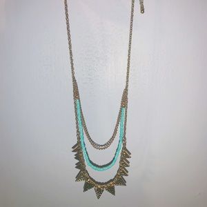Blue and gold layered necklace